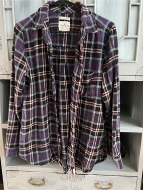 American Eagle Outfitters Plaid Flannel Shirt - Black, Gray, Burgundy
